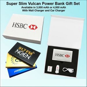 Super Slim Vulcan Power Bank Gift Set White - 4000 mAh