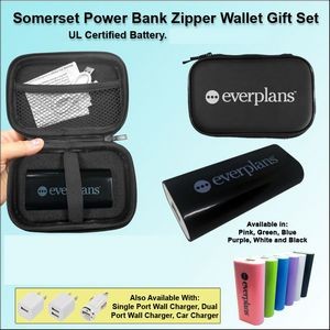 Somerset Power Bank Zipper Wallet Gift Set 4400 mAh - Black