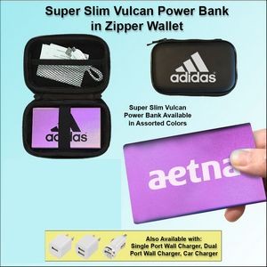 3000mAh Super Slim Vulcan Power Bank w/Zipper Wallet Gift Set - Purple