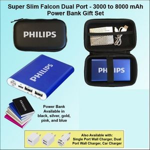 Falcon Power Bank Zipper Wallet Gift Set 4000 mAh - Blue