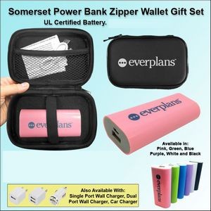 Somerset Power Bank Zipper Wallet Gift Set 4400 mAh - Pink