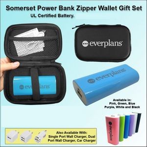 Somerset Power Bank Zipper Wallet Gift Set 5600 mAh - Blue