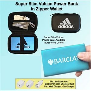Super Slim Vulcan Power Bank Zipper Wallet Gift Set 4000 mAh - Light Blue