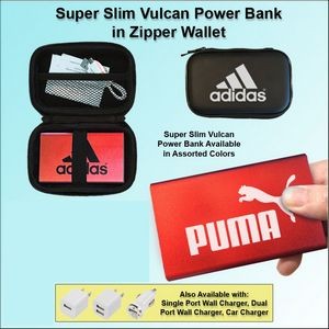 Super Slim Vulcan Power Bank Zipper Wallet Gift Set 4000 mAh - Red