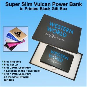 Super Slim Vulcan Power Bank in Printed Black Gift Box 3000 mAh