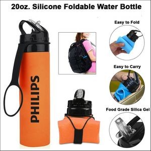 20oz. Silicone Foldable Water Bottle - Orange