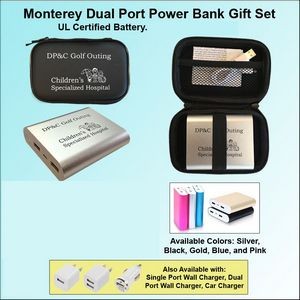 Monterey Dual Port Power Bank Zipper Wallet Gift Set 12000 mAh