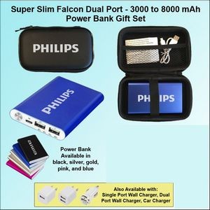 Falcon Power Bank Zipper Wallet Gift Set 3000 mAh - Blue