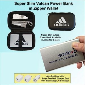 3000mAh Super Slim Vulcan Power Bank w/Zipper Wallet Gift Set - Silver