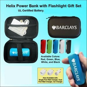 Helix Power Bank with Flashlight Zipper Wallet Gift Set 2000 mAh