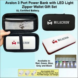 Avalon 3 Port Power Bank with LED Light 6000 mAh - Red