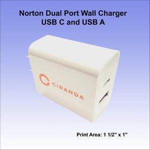 Norton Dual Port Wall Charger USB C and USB A