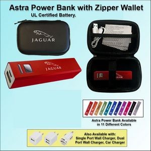 Astra Power Bank Gift Set in Zipper Wallet 2000 mAh - Red
