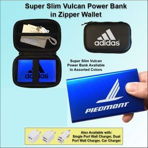 3000mAh Super Slim Vulcan Power Bank w/Zipper Wallet Gift Set - Dark Blue