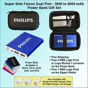Falcon Power Bank Zipper Wallet Gift Set 8000 mAh