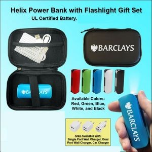Helix Power Bank with Flashlight Zipper Wallet Gift Set 1800 mAh