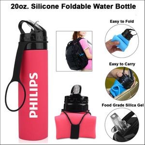 20oz. Silicone Foldable Water Bottle - Pink