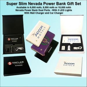 Super Slim Nevada Rubberized Finish Power Bank Gift Set - 6000 mAh