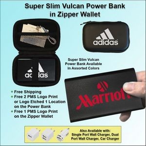 3000mAh Super Slim Vulcan Power Bank w/Zipper Wallet Gift Set - Black