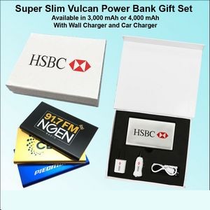 Super Slim Vulcan Power Bank Gift Set White - 3000 mAh