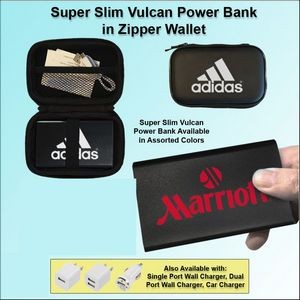 Super Slim Vulcan Power Bank Zipper Wallet Gift Set 4000 mAh - Black