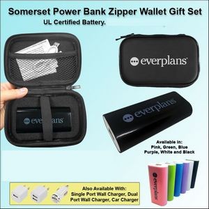 Somerset Power Bank Zipper Wallet Gift Set 5600 mAh - Black