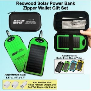 Redwood Solar Power Bank Zipper Wallet Gift Set 3000 mAh - Green