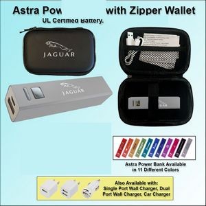 Astra Power Bank Gift Set in Zipper Wallet 2000 mAh - Silver