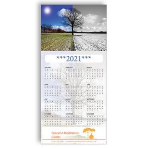 Z-Fold Personalized Greeting Calendar - Summer Winter Trees