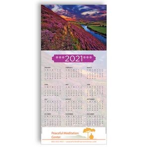 Z-Fold Personalized Greeting Calendar - Purple Mountainside