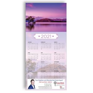 Z-Fold Personalized Greeting Calendar - Purple Lakes