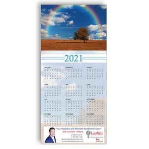 Z-Fold Personalized Greeting Calendar - Rainbow Meadow
