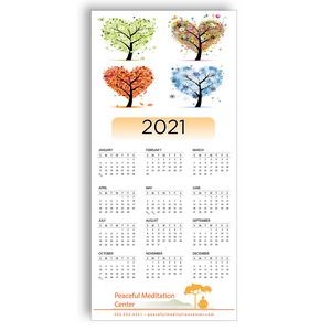 Z-Fold Personalized Greeting Calendar - Four Seasons Heart Trees
