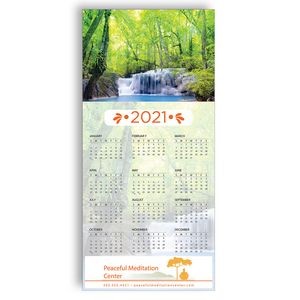 Z-Fold Personalized Greeting Calendar - Forest Waterfall