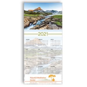 Z-Fold Personalized Greeting Calendar - Mountain Stream