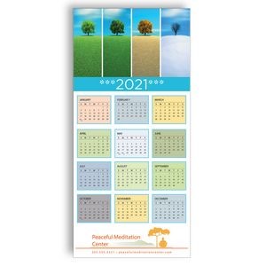 Z-Fold Personalized Greeting Calendar - Four Seasons Meadow Trees