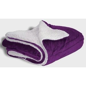 Micro Mink Sherpa Blanket 50"X60" (Embroidered)-- Purple - ON DISCOUNT