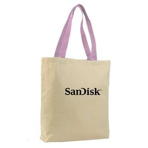 Promo Canvas Tote with Light Pink Colored Handles (Printed)