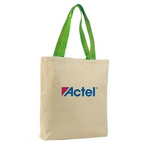 Promo Canvas Tote with Lime Colored Handles (Printed)