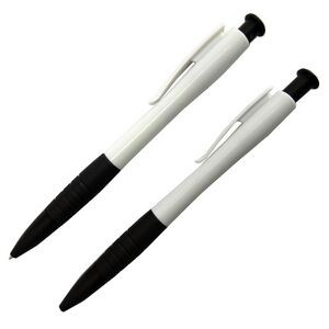 Custom Contoured Ballpoint Pen - White/Black