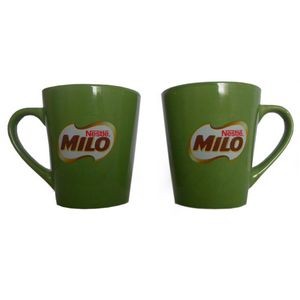 Funnel shaped color glazed ceramic mug