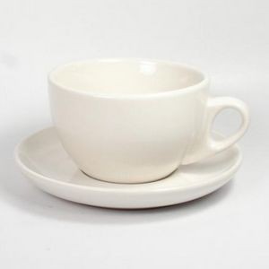 White mug with saucer