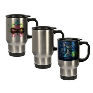 14 Oz. Stainless Steel Sublimation Travel Mug - Silver