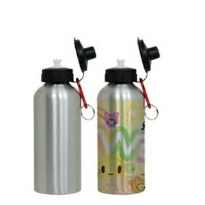 20 Oz. Aluminum Water Bottle w/ Flip Top & Carabiner (Silver)