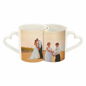11 oz. White Lover's Mug with Heart-shaped Handles