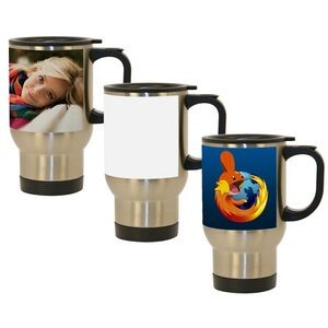 14 Oz. Stainless Steel Travel Mug w/ White Sublimation Patch