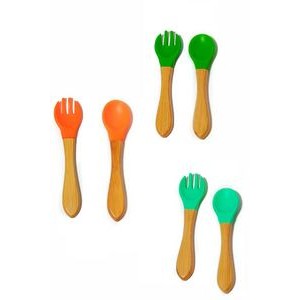 Baby Silicone Utensil Set With Bamboo Handles