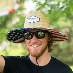MOQ 10pcs Domestic USA American Flag Straw Hat With Custom Patch