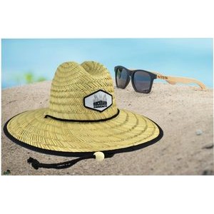 Straw Hat With Seti Bamboo Sunglasses Gift Set