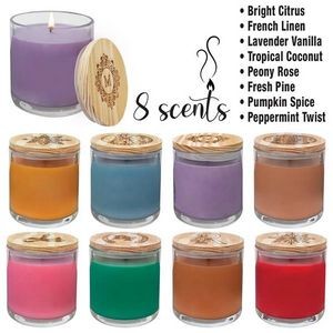 Luxury 14oz Candle in Glass Jar with Wood Lid